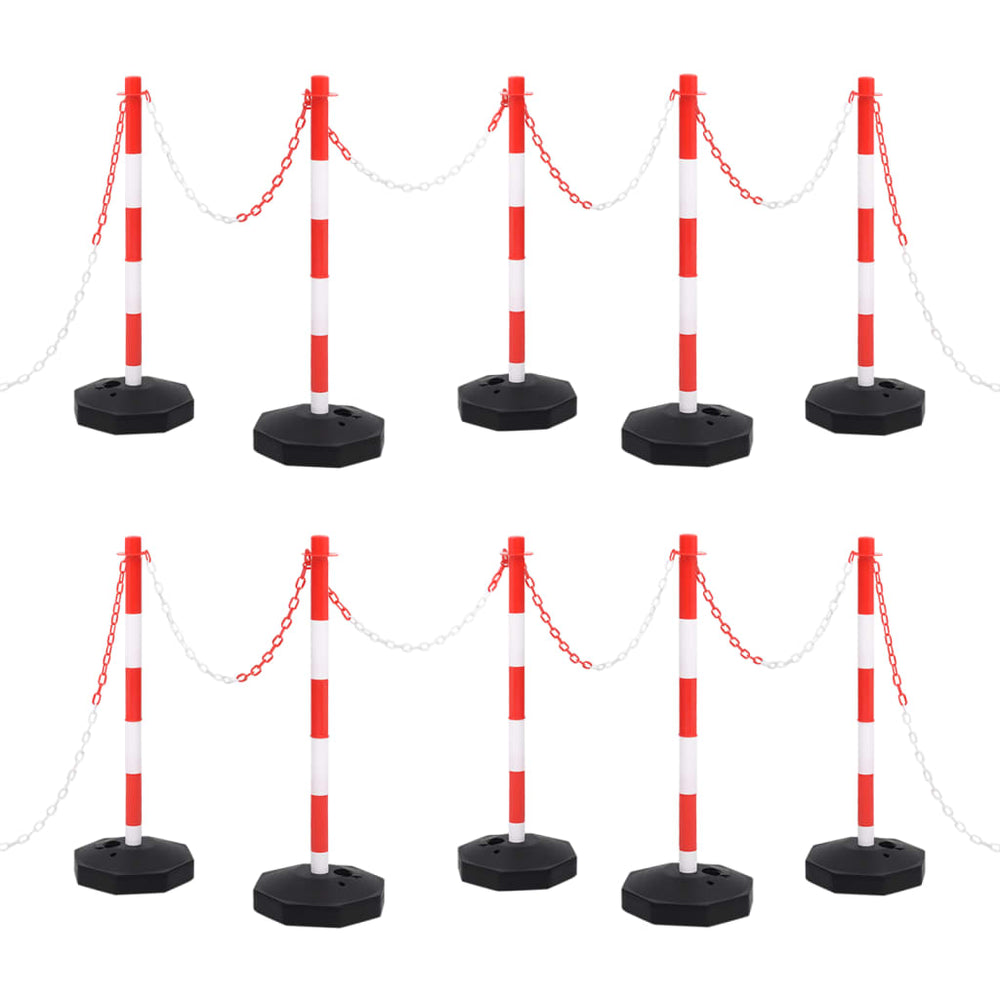 vidaXL Chain Post Set with 10m Plastic Chain