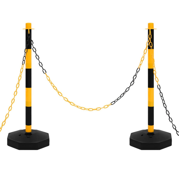 vidaXL Chain Post Set with 10m Plastic Chain