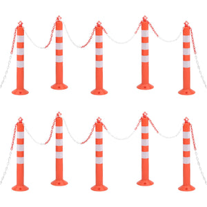 vidaXL Barrier Posts 10 pcs. with Chain 75 cm PE