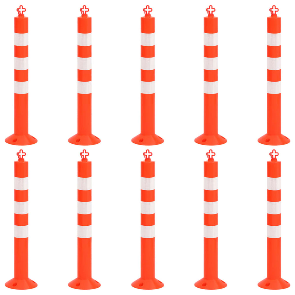 vidaXL Barrier Posts 10 pcs. with Chain 75 cm PE
