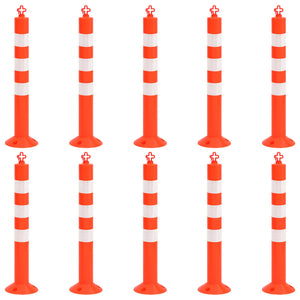 vidaXL Barrier Posts 10 pcs. with Chain 75 cm PE
