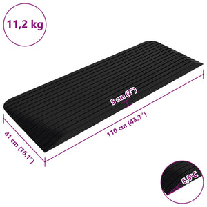 vidaXL Threshold Ramp 110x41x5 cm Rubber