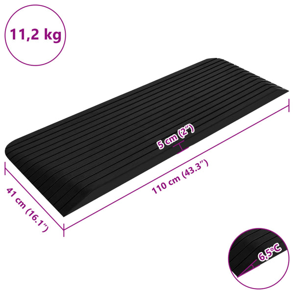 vidaXL Threshold Ramps 2 pcs. 110x41x5 cm Rubber