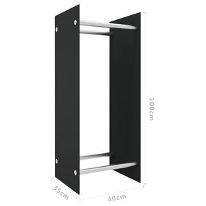 vidaXL Firewood Rack Black 40x35x100 cm Tempered Glass
