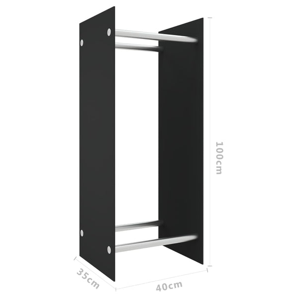 vidaXL Firewood Rack Black 40x35x100 cm Tempered Glass