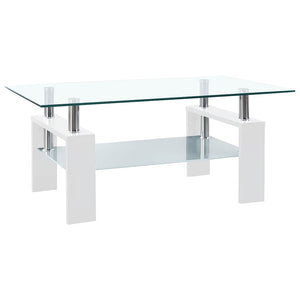vidaXL Coffee Table White Transparent 95x55x40 cm Tempered Glass