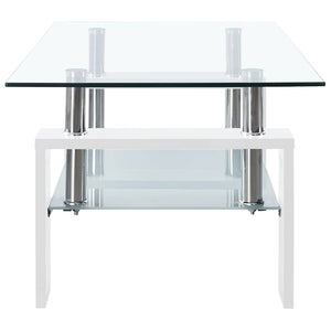 vidaXL Coffee Table White Transparent 95x55x40 cm Tempered Glass