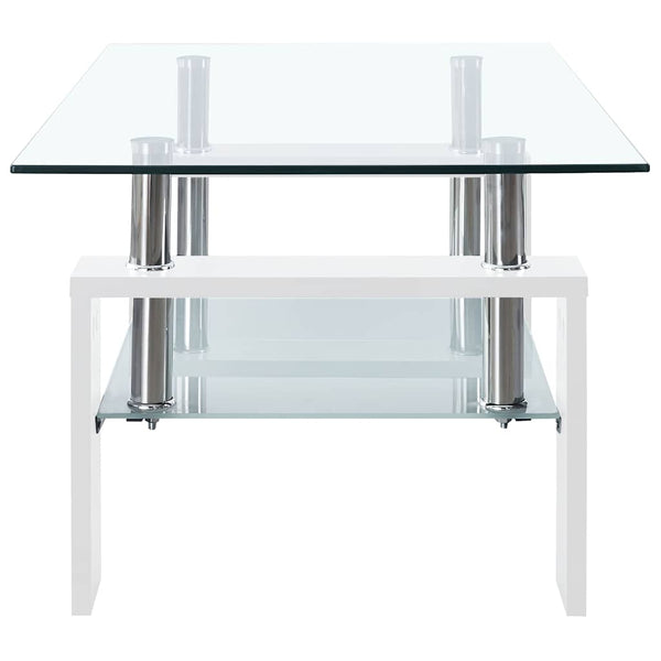 vidaXL Coffee Table White Transparent 95x55x40 cm Tempered Glass