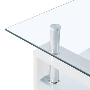 vidaXL Coffee Table White Transparent 95x55x40 cm Tempered Glass