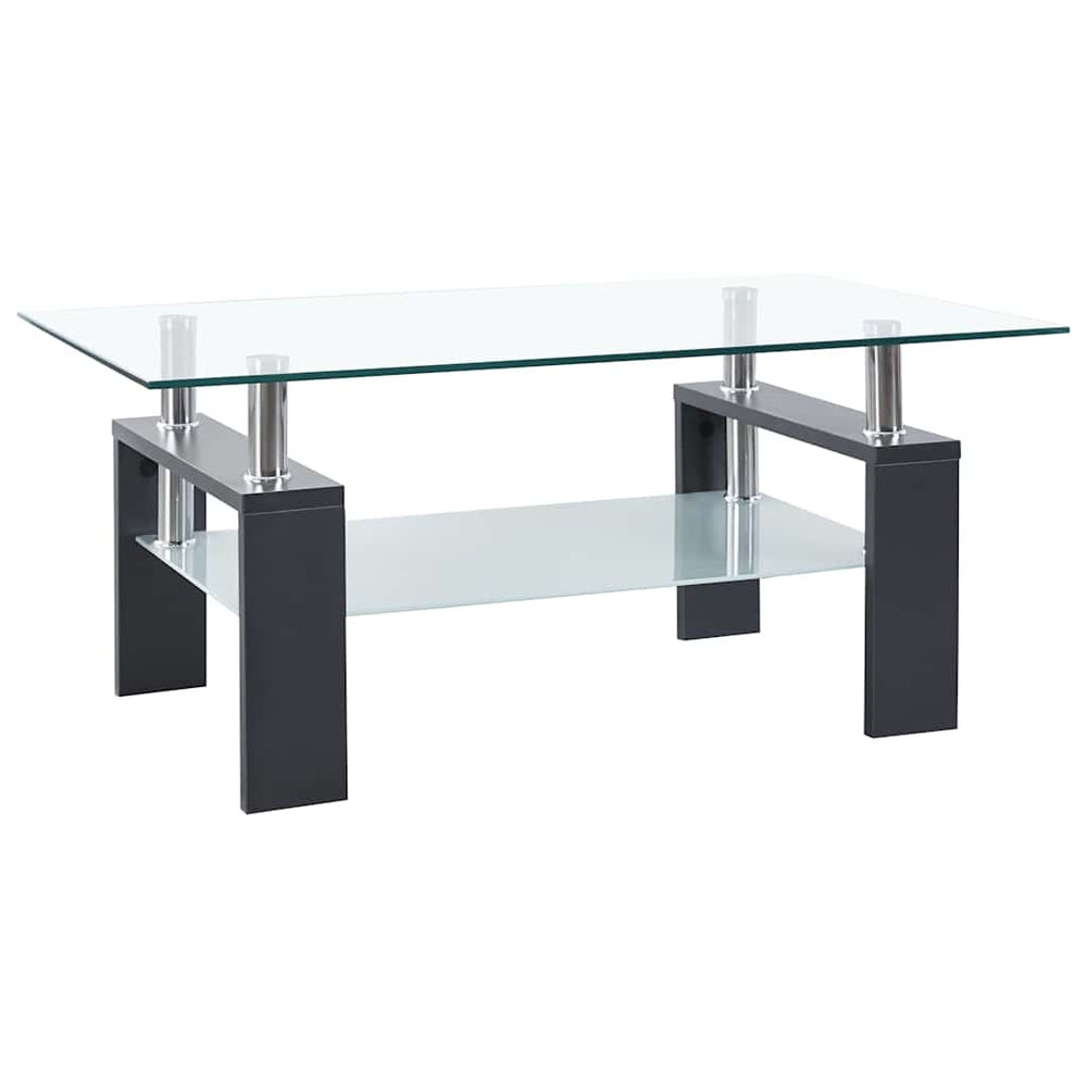 vidaXL Coffee Table Grey Transparent 95x55x40 cm Tempered Glass