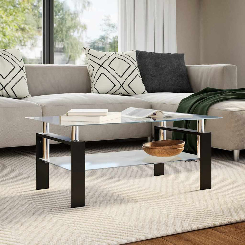 vidaXL Coffee Table Grey Transparent 95x55x40 cm Tempered Glass