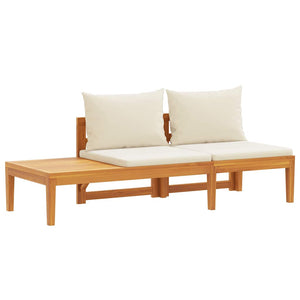 vidaXL Garden Bench with Table & Cream Cushions Solid Acacia Wood