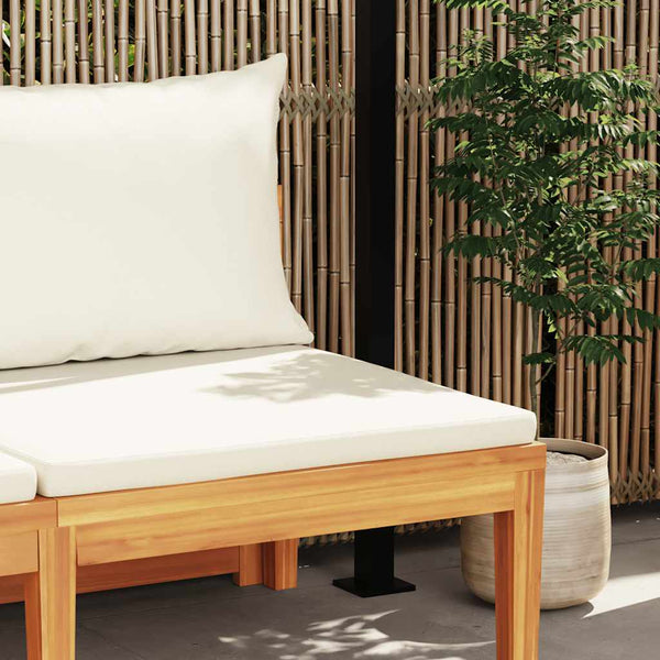 vidaXL Garden Bench with Table & Cream Cushions Solid Acacia Wood