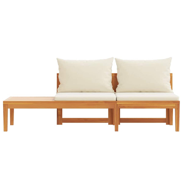 vidaXL Garden Bench with Table & Cream Cushions Solid Acacia Wood