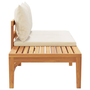 vidaXL Garden Bench with Table & Cream Cushions Solid Acacia Wood