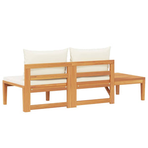 vidaXL Garden Bench with Table & Cream Cushions Solid Acacia Wood