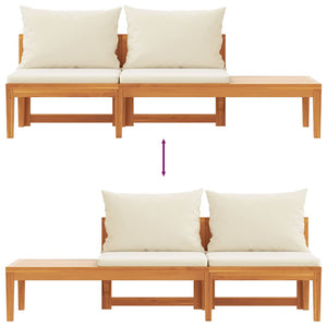vidaXL Garden Bench with Table & Cream Cushions Solid Acacia Wood