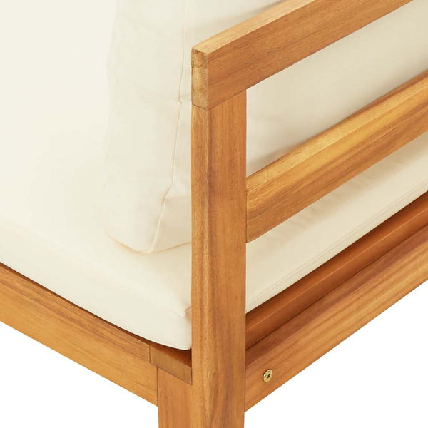 vidaXL Garden Bench with Table & Cream Cushions Solid Acacia Wood