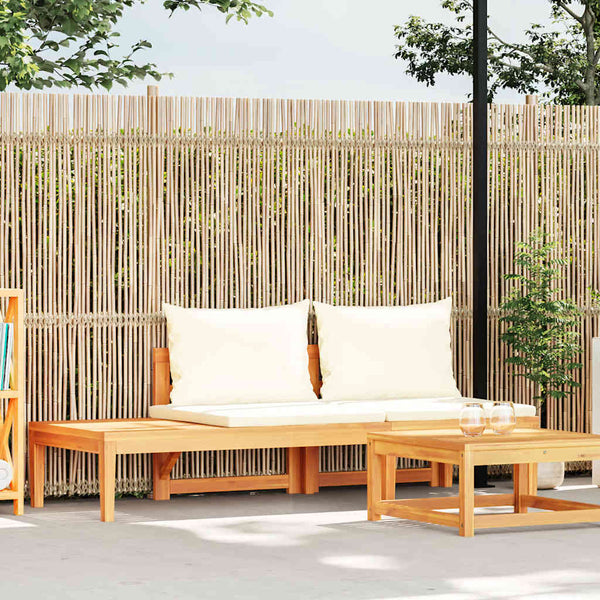 vidaXL Garden Bench with Table & Cream Cushions Solid Acacia Wood