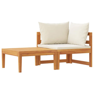 vidaXL 2-Piece Garden Lounge Set with Cushions Cream Acacia Wood