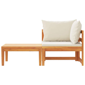 vidaXL 2-Piece Garden Lounge Set with Cushions Cream Acacia Wood