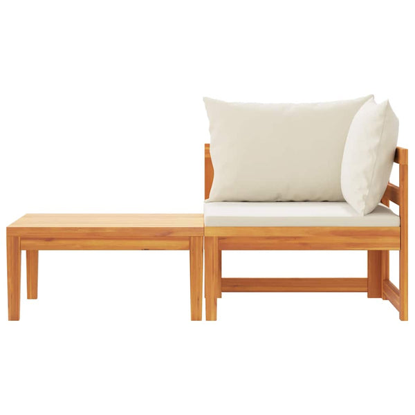 vidaXL 2-Piece Garden Lounge Set with Cushions Cream Acacia Wood