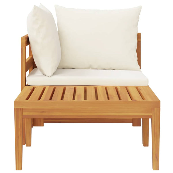 vidaXL 2-Piece Garden Lounge Set with Cushions Cream Acacia Wood
