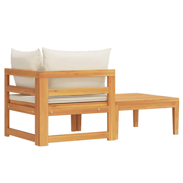vidaXL 2-Piece Garden Lounge Set with Cushions Cream Acacia Wood