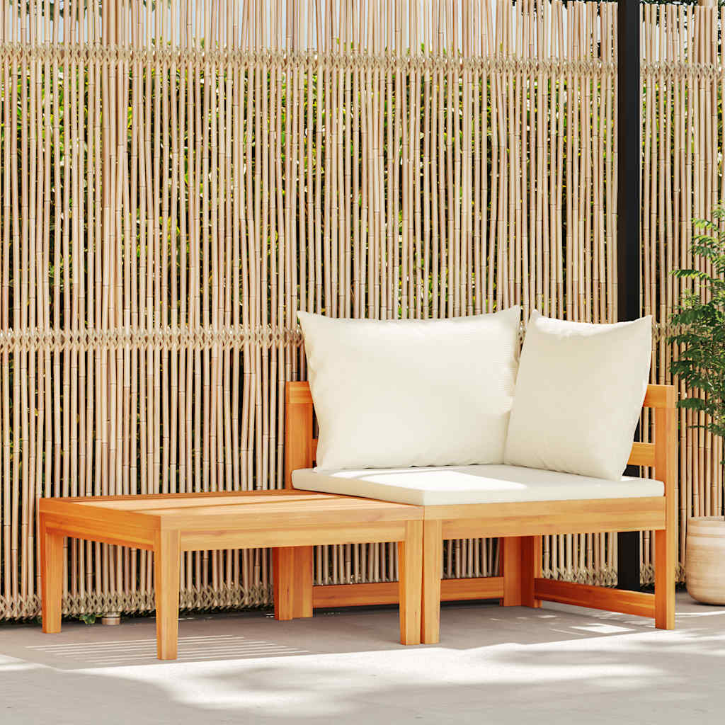 vidaXL 2-Piece Garden Lounge Set with Cushions Cream Acacia Wood