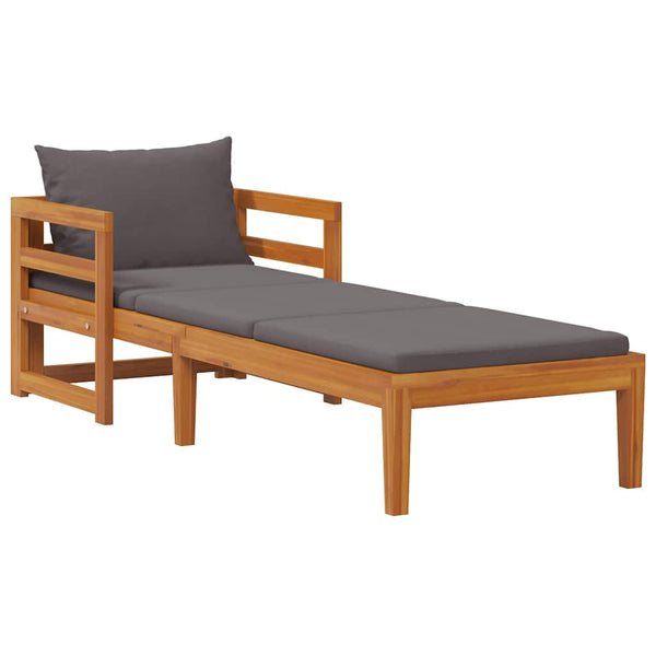 vidaXL Sun Lounger with Dark Gray Cushions Solid Acacia Wood