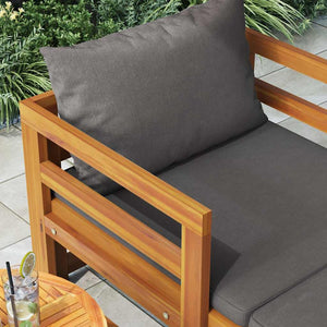 vidaXL Sun Lounger with Dark Gray Cushions Solid Acacia Wood