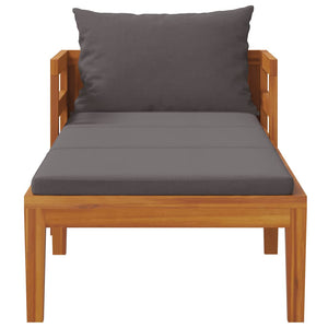 vidaXL Sun Lounger with Dark Gray Cushions Solid Acacia Wood