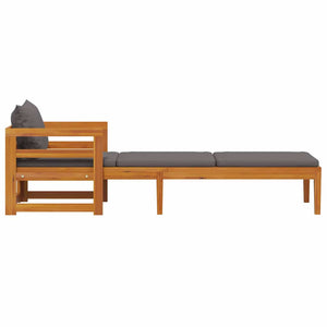 vidaXL Sun Lounger with Dark Gray Cushions Solid Acacia Wood