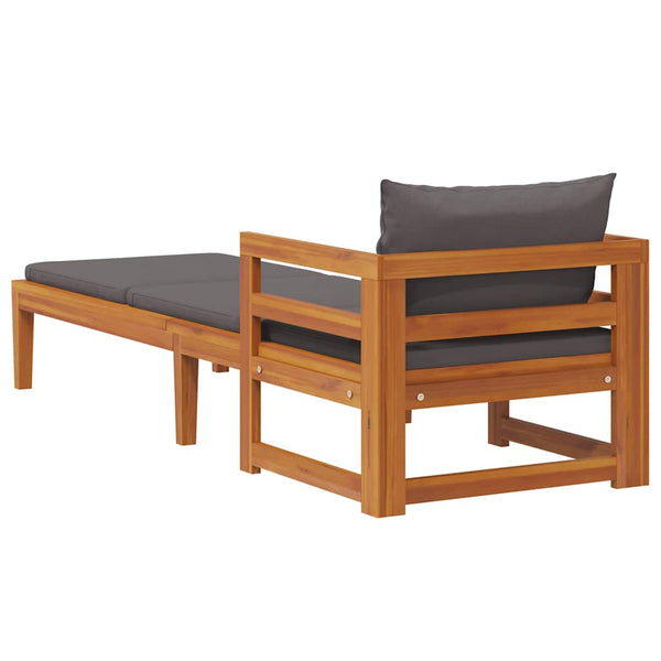 vidaXL Sun Lounger with Dark Gray Cushions Solid Acacia Wood
