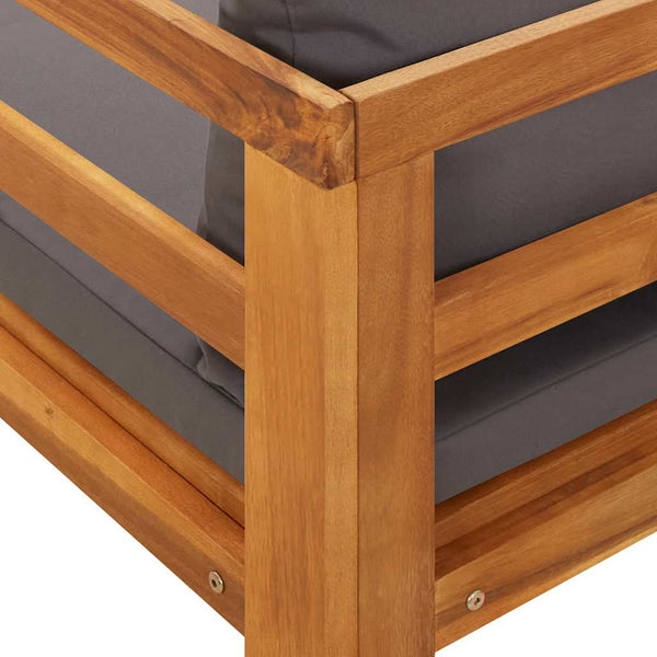 vidaXL Sun Lounger with Dark Gray Cushions Solid Acacia Wood