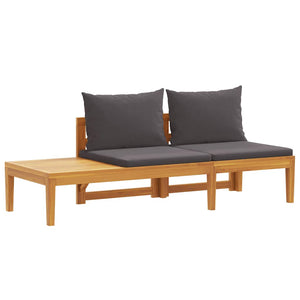 vidaXL Garden Bench with Table & Dark Grey Cushions Solid Acacia Wood
