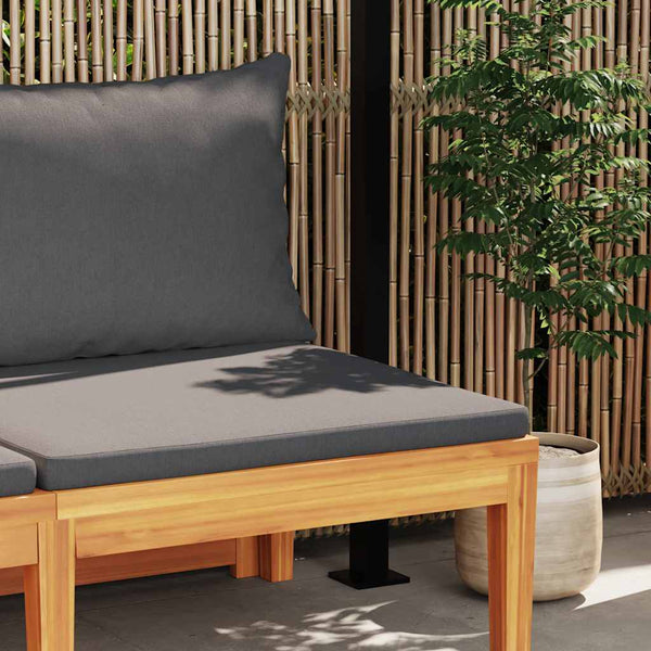vidaXL Garden Bench with Table & Dark Grey Cushions Solid Acacia Wood