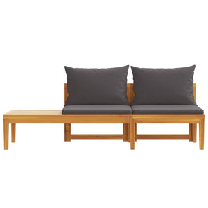 vidaXL Garden Bench with Table & Dark Grey Cushions Solid Acacia Wood