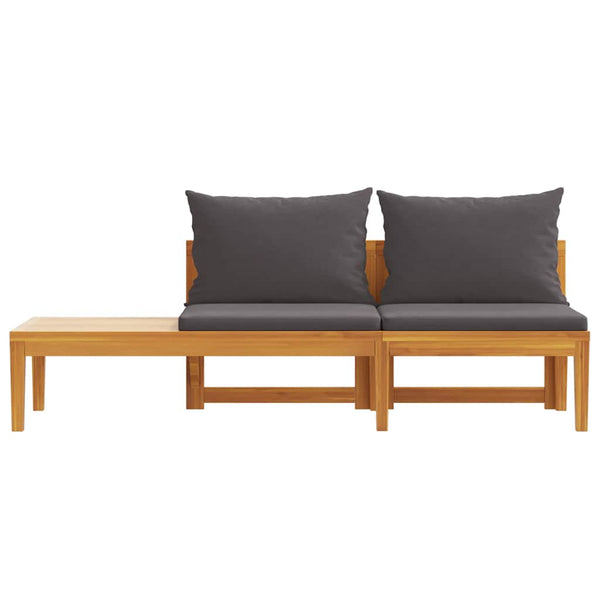vidaXL Garden Bench with Table & Dark Grey Cushions Solid Acacia Wood