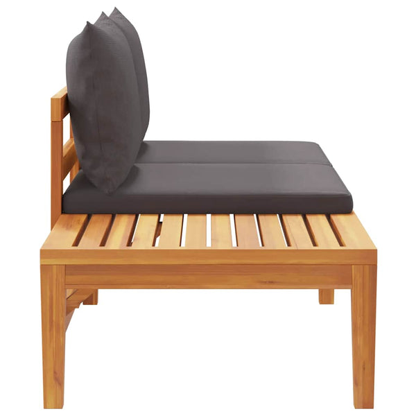vidaXL Garden Bench with Table & Dark Grey Cushions Solid Acacia Wood