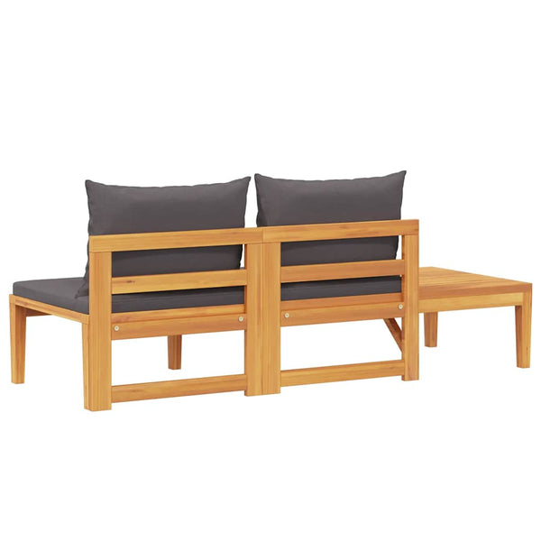 vidaXL Garden Bench with Table & Dark Grey Cushions Solid Acacia Wood