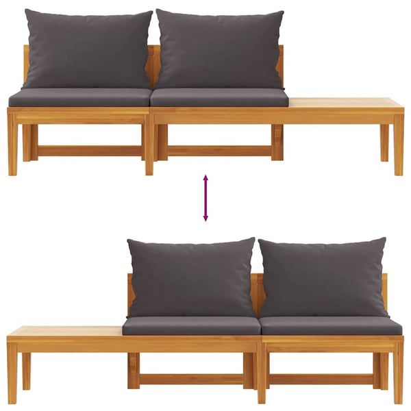 vidaXL Garden Bench with Table & Dark Grey Cushions Solid Acacia Wood