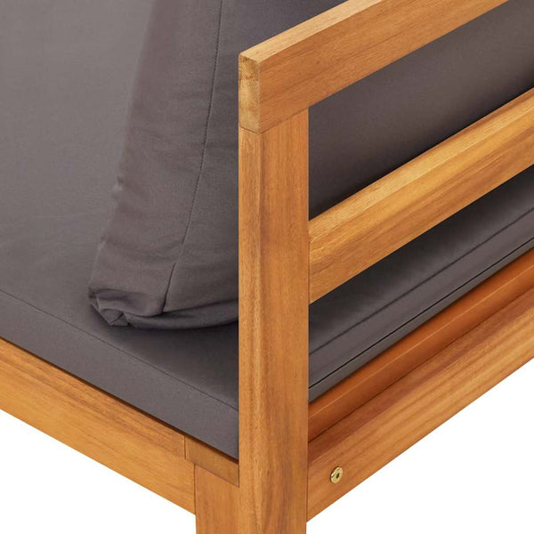 vidaXL Garden Bench with Table & Dark Grey Cushions Solid Acacia Wood