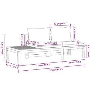 vidaXL Garden Bench with Table & Dark Grey Cushions Solid Acacia Wood