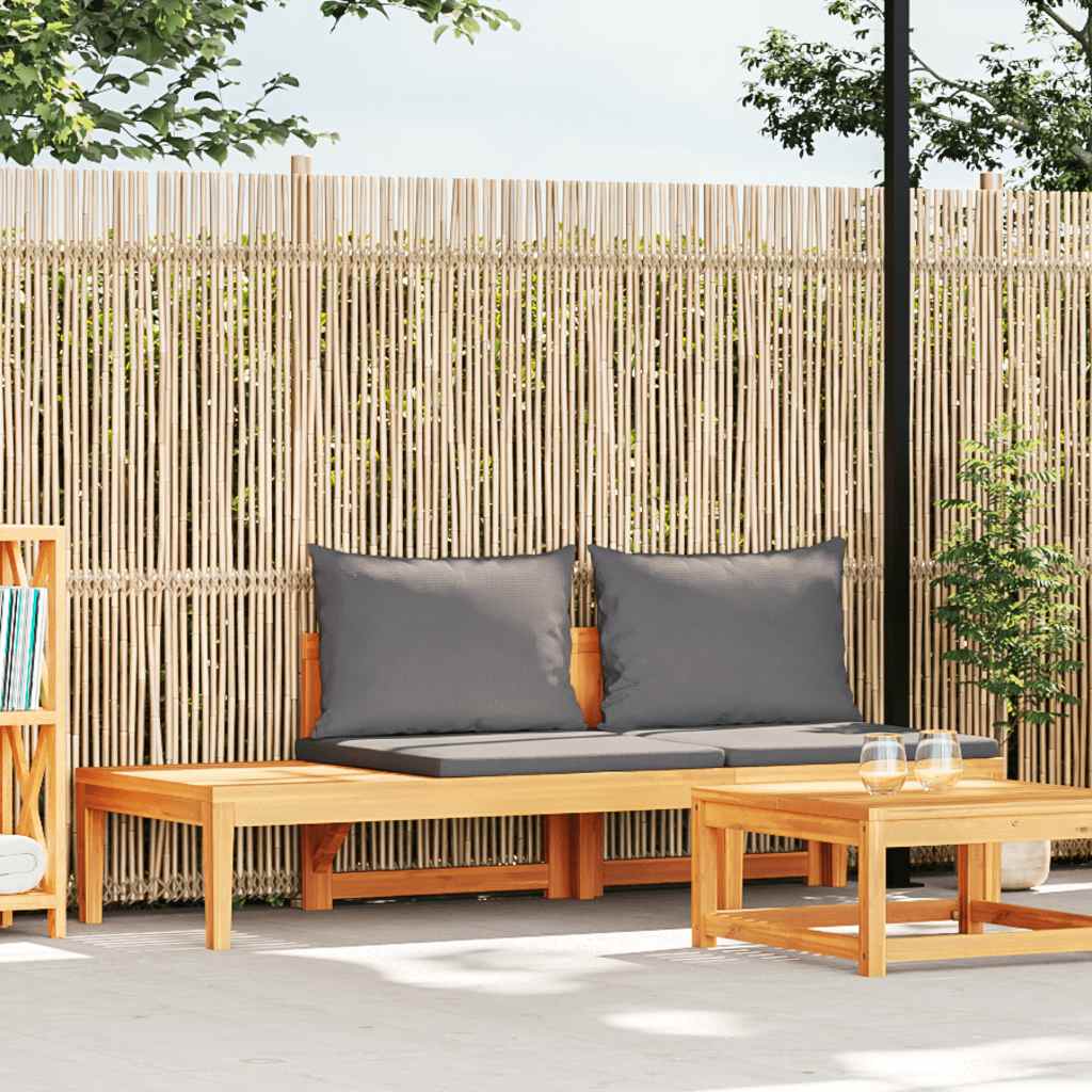 vidaXL Garden Bench with Table & Dark Grey Cushions Solid Acacia Wood