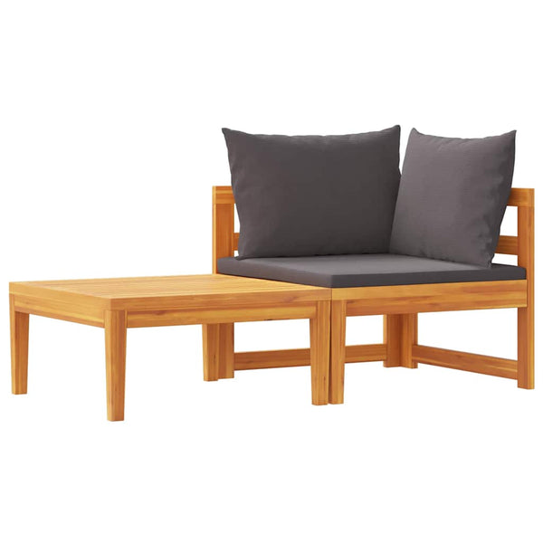 vidaXL 2-Piece Garden Lounge Set with Dark Grey Cushions Acacia Wood