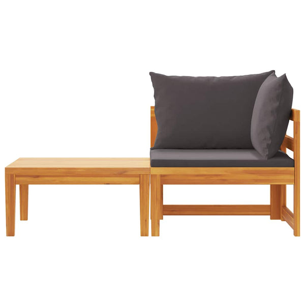 vidaXL 2-Piece Garden Lounge Set with Dark Grey Cushions Acacia Wood