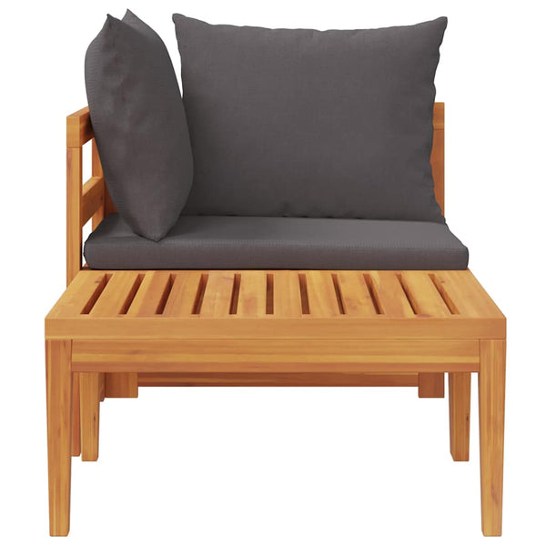 vidaXL 2-Piece Garden Lounge Set with Dark Grey Cushions Acacia Wood