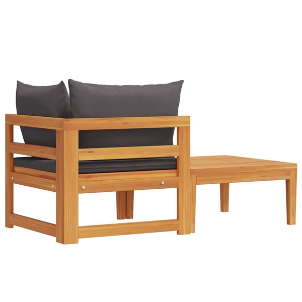 vidaXL 2-Piece Garden Lounge Set with Dark Grey Cushions Acacia Wood
