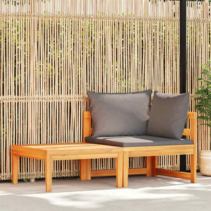 vidaXL 2-Piece Garden Lounge Set with Dark Grey Cushions Acacia Wood